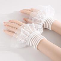 New Mesh Pearl Fake Cuff Detachable White Black Wrist Cuff Clothing Accessory Nail Art Accessories