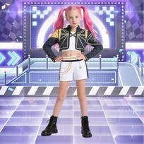 Vaikų Anime Kpop Demonų Medžiotojų Cosplay Kostiumas Huntrix Rumi Mira Zoey Suknelė Mergaitėms Helovino Vakarėliui Išgalvotas Kostiumas Kids 140cm&Demon Hunters Cos gray