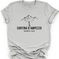 Cortina Dampezzo Dolomites Italy Tshirt Winter Sports 2026 Fan Tee Mountain Graphic Italy Shirt Italian Alps Souvenir Gift L gray