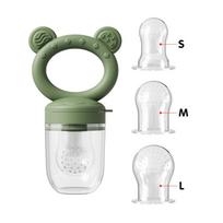 1 Set Food Grade Teething And Feeding Pacifier Silicone Fruit And Vegetable Feeder For Infants And Toddlers 6-36 Months armijos žalia spalva