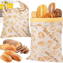 High-quality 100% cotton and beeswax bread bag, reusable beeswax bread bag, keeps bread fresh 3 times longer, zipper bread bag Pack of 1 beige