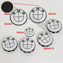 Car Full White Logo Front Hood Emblem KCGHDRX 82mm+Rear Badge 74mm+Wheel Hub Cap 68mm/56mm+steering wheel sticker 45mm For All BMW