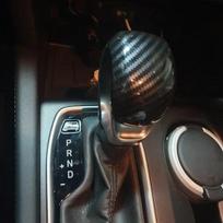 For Hyundai Santa Fe - Carbon Fiber Car Gear Shift Knob Cover Trim Accessories Interior Gear Shift Head Protector Frame black