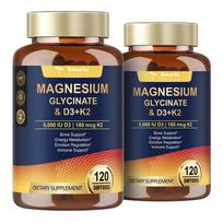 Totaria Magnesium Glycinate 500mg Vitamin D3 K2 High-Dose Mineral Supplement Highly Absorbable Sleep & Muscle Supplement 2 pcs 120 Tablets