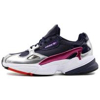 Adidas Womens Falcon 'Navy Silver' (women's sizes) Collegiate Navy / Collegiate Navy / Metallic Silver Chunky Sneakers CG6213 43⅓