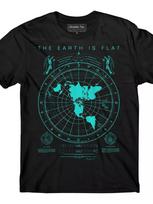 Unisex shirt Cotton Oversize Large Size Earth Map T-Shirt - Earth is Flat XXXXL black