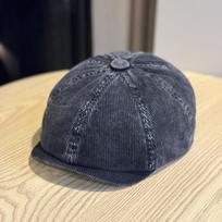 Distressed Corduroy Peaked Cap for Women in Autumn and Winter Face Showing Small Flip Up Forward Hat Fashionable and Versatile Beret for Men Adjustable gray