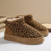 madingi leopardinio rašto stori pliušiniai sniego batai moterims žiemai nauji komfortiški šilti medvilniniai batai moteriai madingi storapadžiai platforminiai ankle boots 35 chaki