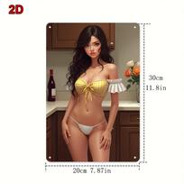 Vintage Metal Tin Sign Bikini Pattern 8x12 Inch Grid Texture Wall Art - Durable Decor for Home Bar Cafe Office Bedroom Retro 20x30cm（7.8x11.8inch） black