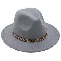 British Top Hat Vintage Jazz Hat Woolen Fedora Hat Felt Hat Dot Diamond Sun Hat L（58-60cm） šviesiai pilka spalva