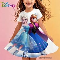 Disney Ledo šalis Princesė Elsa Mergaičių Vasarinė Suknelė Anime Vaikų Suknelės Drabužiai Sijonas Madingas Laisvalaikio Apranga 120 brown