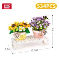 LOZ Tulip Sunflower Immortal Flower Potted Small Model Creating Cubes Micro With Included Flower Racks Bricks Home Decoration Toy Sets Adult NO BOX beige