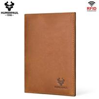 HUMERPAUL Leather passport bag, ladies wallet, coin purse, leisure anti-lost device, RFID anti-theft brush, multi-function card holder ruda