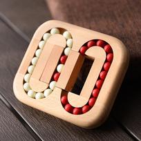 Magic Bean Cube Rotating Puzzle Wooden Brain Teaser Games stress Relief Gifts for Kids Adults Rompecabezas De Ingenio brown