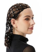 Silk Crochet Hair Net Breathable Mesh Hat for Women with Artificial Pearls Decors Snood Hat for Cultural Event Gathering juoda
