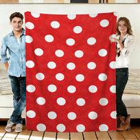 Red and White Polka Dot Flannel Blanket Soft Cozy Throws Napping Travel Use 75cm*90cm red