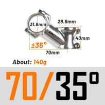Aluminum Bicycle Stem Mountain Bike Handlebar 7 17 35 Rise Angle Short/Long Length Compatible With 31.8mm Clamp Silver Print 35 70mm white