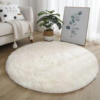 100/120/140/160 Round Rug Fluffy Soft Area Rugs for Kids Girls Room Princess Castle Plush Shag Carpet Cute Circle Bedroom Decor 100cm diameter balta