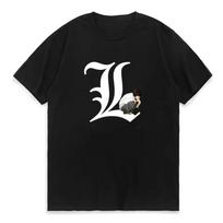 Death Note L Lawliet Vintage Anime Graphic T‑Shirt Men Women Oversized Unisex Short Sleeve Streetwear Casual Soft Cotton Tops XL white