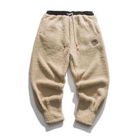 Žieminės Šiltos Storesnės Sportinės Kelnės Vyriškos Madingos Jogger Kelnės Elastingas Juosmuo Raištelis Laisvalaikio Kelnės Vyriškos Vilnos Kelnės XL smėlis