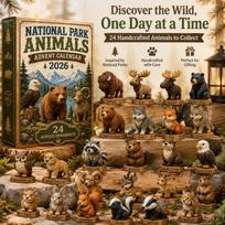 Akrilinis 2D plokščias Advento kalendorius 2026, kasdienis išpakavimas, gyvūnų mini figūrėlės, šventės skaičiavimas Animals brown