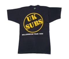 Vintage 1999 UK SUBS Millenium Tour 90s T shirt size M / Rare 1990s Post punk hardcore Street Oi! Charlie Harper U.K Subs Tee 110 yellow