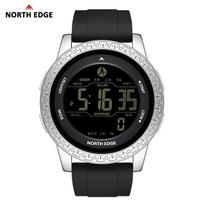 NORTH EDGE APOLLO Prabangus skaitmeninis laikrodis vyrams ir moterims, atsparus vandeniui 50M, sportiniai laikrodžiai, dvigubas laikas, žingsniamatis, žadintuvas, porų laikrodžiai black