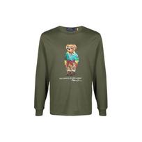 Polo Ralph Lauren SS23 Teddy Bear Pattern Printed Crew Neck Long Sleeve T-Shirt Men Tops Green 710891152-001 S gray