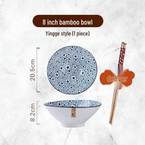 Japoniškas minimalistinis kūgio formos keraminis dubuo salotoms ir makaronams gray