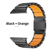 Titanium Fluoroelastomer Rubber Strap For Apple Watch Series 11 Band 46mm Magnetic Belt For iwatch Ultra3 49mm 10 9 8 7 45mm 6 5 4 Se 44mm 42mm Series10/11 46mm &B oranžinė