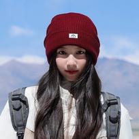 Knitted Hat for Women in Autumn and Winter Ear Protecting Woolen Knitted Hat  Outdoor Mountain Climbing Face Showing Small Woolen Toe Cap Cold Hat brown