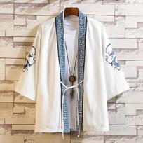 Kinų vyrų Hanfu japonų kimono megztinis striukė senovinio stiliaus Ukiyoe senovinis kostiumas, chalatas. L gray