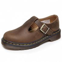 Martin boots with Mary Jane shoes genuine leather, low-top small leather shoes women's Crazy Horse brown fashion 41 brown