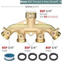 Brass 4-Way Water Distributor Valve OEM Replacement 3/4'' BSPP Garden Hose Irrigation
