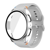 Silikoninis dirželis Samsung Watch 7 6 5 4 40mm 44mm 5Pro 45mm Juosta Su dėklu Ekrano apsauga Buferinė apsauga Riešo aksesuarams Galaxy Watch 7 44mm gray