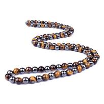 Obsidianas Hematitas Tigro Akis Karoliukų Vėriniai Vyrams Mada Natūralaus Onikso Vėriniai Moterims Magnetinei Sveikatos Apsaugai Papuošalai 8mm Tiger Eye&70cm gray