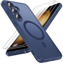 Coque pour Samsung Galaxy S23, avec Cercle Magnétique Protection Caméra - Bleu Marine - 2 Vitres mėlyna