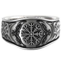 Men Ring Wide Silver Color Alloy Eagle Compass Carved Finger Ring Jewelry Accessories US 10