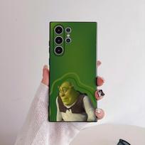 Cartoon S-Shrek Funny Phone Case For Samsung Galaxy S25 S24 S22 S23 Ultra S21 S20 Plus 5G Frosted Non-Slip Full Cover Soft Case samsungS24 white