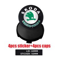4 vnt. 56/60/65/68 MM ABS ratų centrinis dangtelis Stebulės dangtelio lipdukas su logotipu Skoda Octavia Rapid Fabia Superb Kodiaq Scala Karop Kamiq VRS black