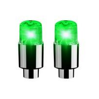 2pcs Motorcycle Car Wheel Valve LED Lights Tire Valves Colorful Lights Sensing Tire Light Cool Wheel Hub Valve Mouth Light žalia