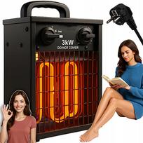 Elektrinis šildytuvas 3000 W su termostatu, juodas