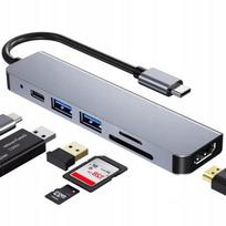 USB-C 6-in-1 adapteris – HDMI 4K, SD kortelių skaitytuvas, tinka MacBook Pro/Air M1 M2 M3 M4, Surface