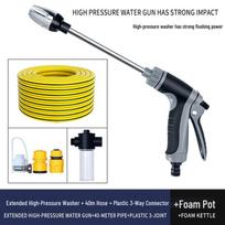 High-Pressure Car Wash Water Gun Kit: Foam Cannon, Quick Connector, Universal Fit, All-Season Hose for Home Use yellow