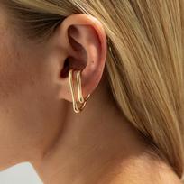 1Pcs Punk Gold Color Double Layer Ear Cuff for Women Geometric Irregular Lines Ear Clip No Pierced Unique Fashion Jewelry Gift brown