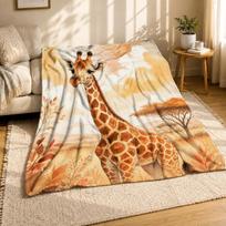 Safari Žirafa Koralinio Vilnos Antklodė 75cm*90cm white
