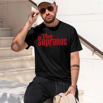 The Sopranos heavyweight retro printed pattern fun round neck T-shirt for daily comfort L black