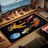 Adventures of Tintin Cartoon Color Mouse Pad Large Gaming Table Cushion Non-slip Laptop Tablet Big Mousepad XXL Mat Mini PC Playmat With Lock edge 50cmx100cm(19.6x39.4inch)