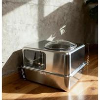 All Stainless Steel Closed Cat Litter Box Glass Space Capsule Oversized Splash-proof Cat Toilet Deodorant and Anti-deodorant No plug gray