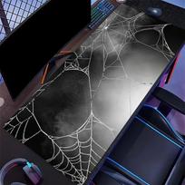 Large Desk Mat Gothic Spider Web Gaming Mouse Pad Non Slip Rubber Lock Edge Keyboard Mousepad Computer Laptop Office Decor 800x300x2mm gray